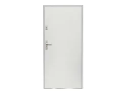 Vente-unique Porte d'entrée en acier pleine H207 x L100 cm blanc - épaisseur 55 mm - poussant droit - AGUEDA