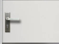 Porte d'entrée en acier pleine et inox H207 x L100 cm blanc - épaisseur 55 mm - poussant droit - NAXARA-Vente-unique Discount