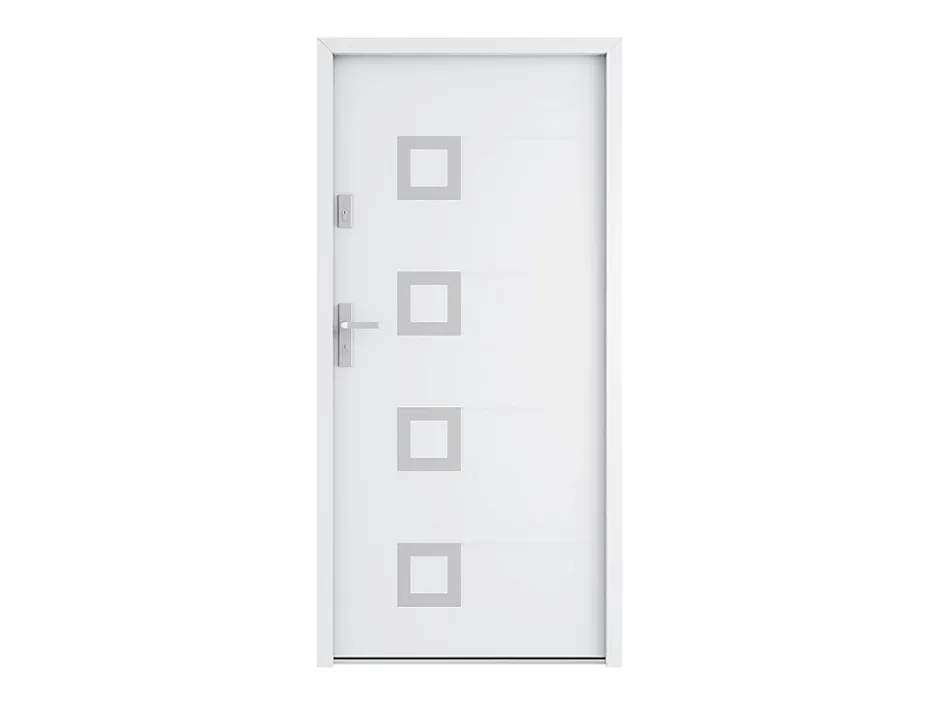 Porte d'entrée en acier pleine et inox H207 x L100 cm blanc - épaisseur 55 mm - poussant droit - TIFANA-Vente-unique Sale