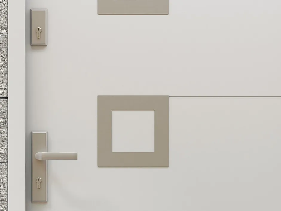 Porte d'entrée en acier pleine et inox H207 x L100 cm blanc - épaisseur 55 mm - poussant droit - TIFANA-Vente-unique Sale