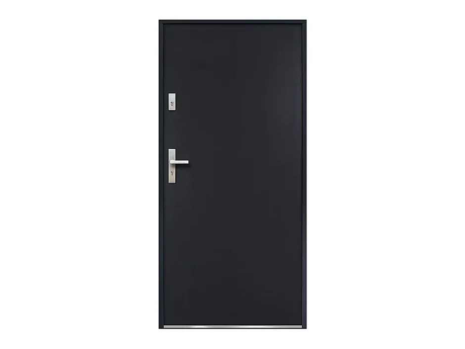 Porte d'entrée en acier pleine H207 x L100 cm anthracite - épaisseur 55 mm - poussant droit - AGUEDA-Vente-unique Sale