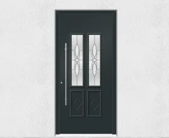 Porte d'entrée en aluminium TRADITIONAL DESIGN 5022-1110-9 RAL 7016 Ep.55mm (L.:900mm x H.:2150mm)-3 in 1 Best