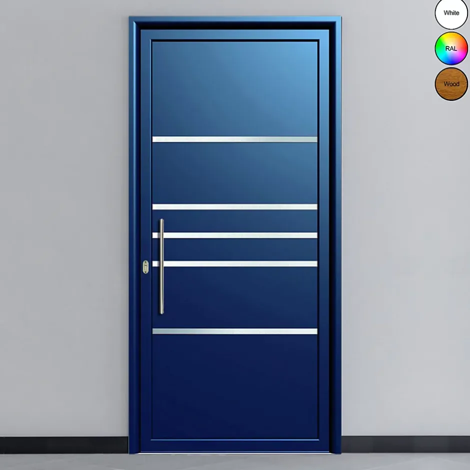 Porte d'entrée en aluminium INOX 6004 RAL5019( L.: 90 cm x H.: 215 cm)-3 in 1 Online