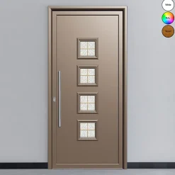 Porte d'entrée en aluminium CLASSIC DESIGN 3107 RAL1019 ( L.: 90 cm x H.: 200 cm)-3 in 1 Hot
