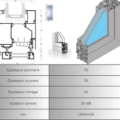 Porte d'entrée en aluminium CLASSIC DESIGN 3107 RAL1019 ( L.: 90 cm x H.: 200 cm)-3 in 1 Hot