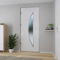 Fortia Porte d'entrée acier blanc RAL 9003 Ricadi 96 x h.218 cm poussant droit