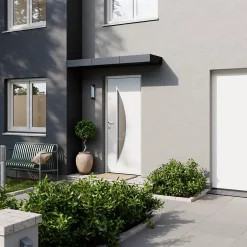 Fortia Porte d'entrée acier blanc RAL 9003 Ricadi 96 x h.218 cm poussant droit