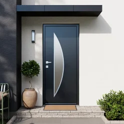 Fortia Porte d'entrée acier gris RAL 7016 Ricardi 96 x h.218 cm poussant droit