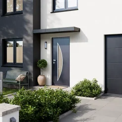 Fortia Porte d'entrée acier gris RAL 7016 Ricardi 96 x h.218 cm poussant droit