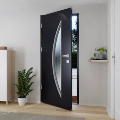 Fortia Porte d'entrée acier gris RAL 7016 Ricardi 96 x h.218 cm poussant droit