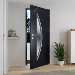 Fortia Porte d'entrée acier gris RAL 7016 Ricardi 96 x h.218 cm poussant droit