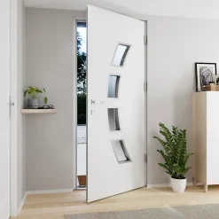 Porte d'entrée acier blanc RAL 9003 Valtos 96 x h.218 cm poussant gauche-Fortia Best