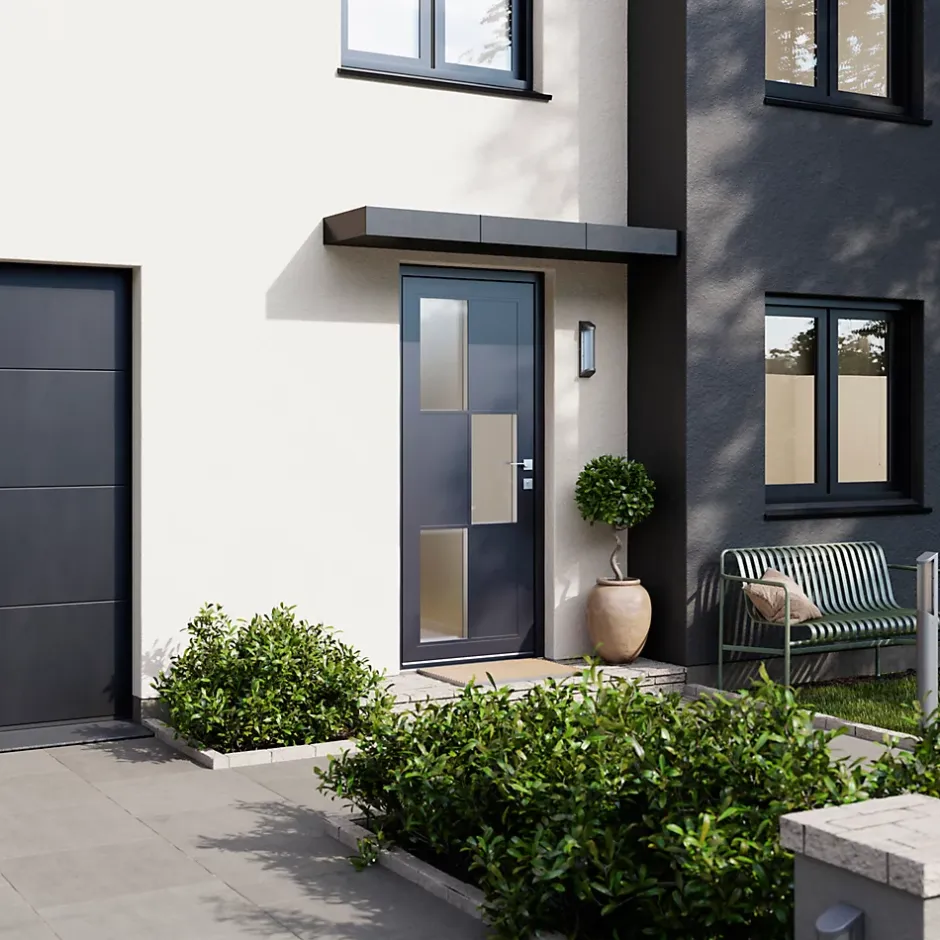 Fortia Porte d'entrée acier gris RAL 7016 Jesolo 96 x h.218 cm poussant gauche