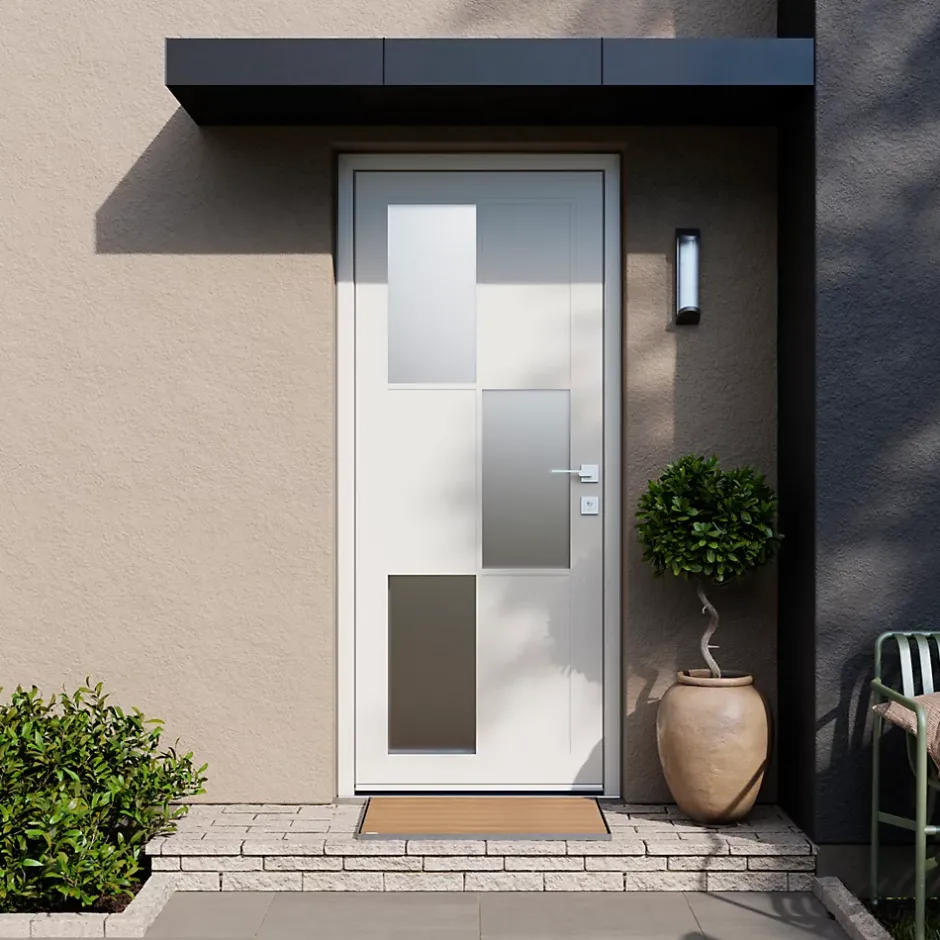 Fortia Porte d'entrée acier blanc RAL 9003 Jesolo 96 x h.218 cm poussant gauche