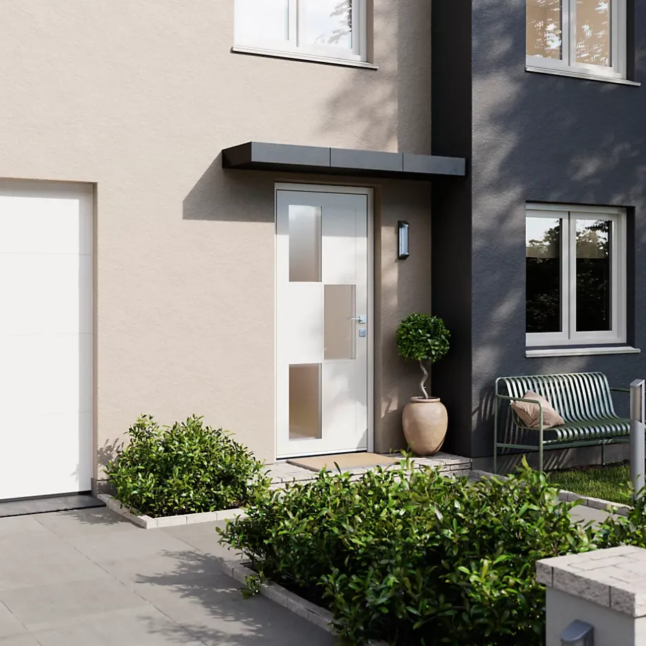 Fortia Porte d'entrée acier blanc RAL 9003 Jesolo 96 x h.218 cm poussant gauche