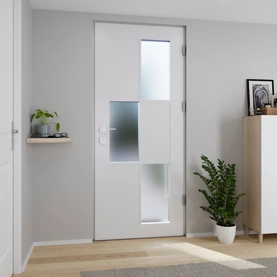 Fortia Porte d'entrée acier blanc RAL 9003 Jesolo 96 x h.218 cm poussant gauche