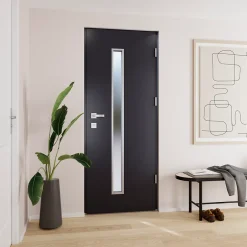 Porte d'entrée acier gris RAL 7016 Pasni 96 x h.218 cm poussant gauche-Fortia Online