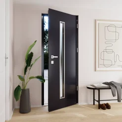 Porte d'entrée acier gris RAL 7016 Pasni 96 x h.218 cm poussant gauche-Fortia Online
