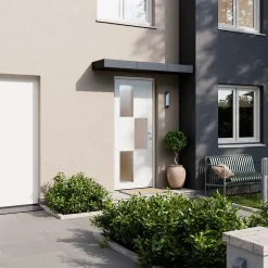 Porte d'entrée acier blanc RAL 9003 Jesolo 96 x h.218 cm poussant droit-Fortia Clearance