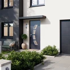 Fortia Porte d'entrée acier gris RAL 7016 Valtos 96 x h.218 cm poussant droit