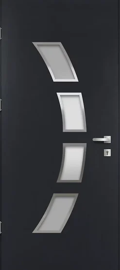 Fortia Porte d'entrée acier gris RAL 7016 Valtos 96 x h.218 cm poussant droit