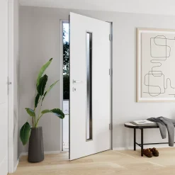 Fortia Porte d'entrée acier blanc RAL 9003 Pasni 96 x h.218 cm poussant gauche