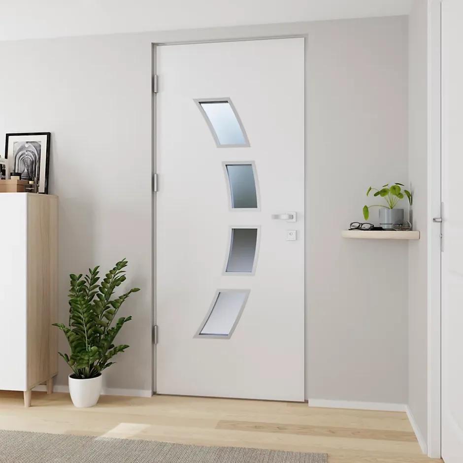 Porte d'entrée acier blanc RAL 9003 Valtos 96 x h.218 cm poussant droit-Fortia Hot