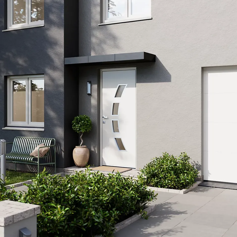 Porte d'entrée acier blanc RAL 9003 Valtos 96 x h.218 cm poussant droit-Fortia Hot