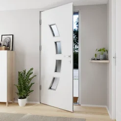 Porte d'entrée acier blanc RAL 9003 Valtos 96 x h.218 cm poussant droit-Fortia Hot
