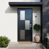 Porte d'entrée acier gris RAL 7016 Jesolo 96 x h.218 cm poussant droit-Fortia Best