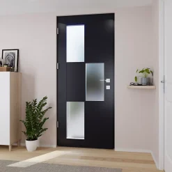 Porte d'entrée acier gris RAL 7016 Jesolo 96 x h.218 cm poussant droit-Fortia Best