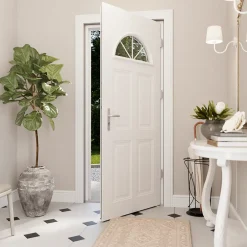 Porte d'entrée acier blanc RAL 9003 Isabela 96 x h.218 cm poussant gauche-Fortia Discount