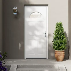 Porte d'entrée acier blanc RAL 9003 Isabela 96 x h.218 cm poussant gauche-Fortia Discount