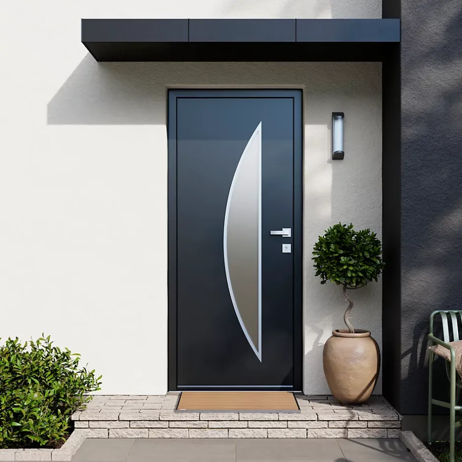 Porte d'entrée acier gris RAL 7016 Ricadi 96 x h.218 cm poussant gauche-Fortia Clearance