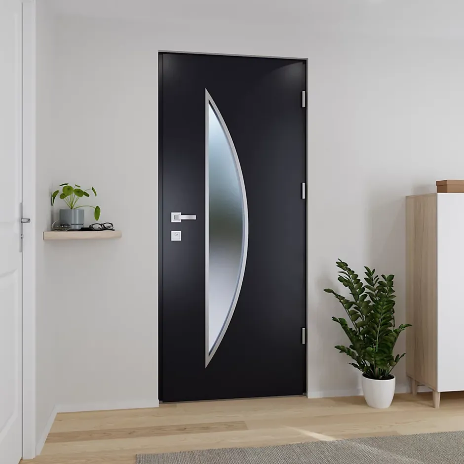 Porte d'entrée acier gris RAL 7016 Ricadi 96 x h.218 cm poussant gauche-Fortia Clearance