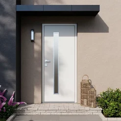 Fortia Porte d'entrée acier blanc RAL 9003 Pasni 96 x h.218 cm poussant droit