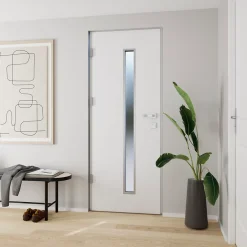 Fortia Porte d'entrée acier blanc RAL 9003 Pasni 96 x h.218 cm poussant droit