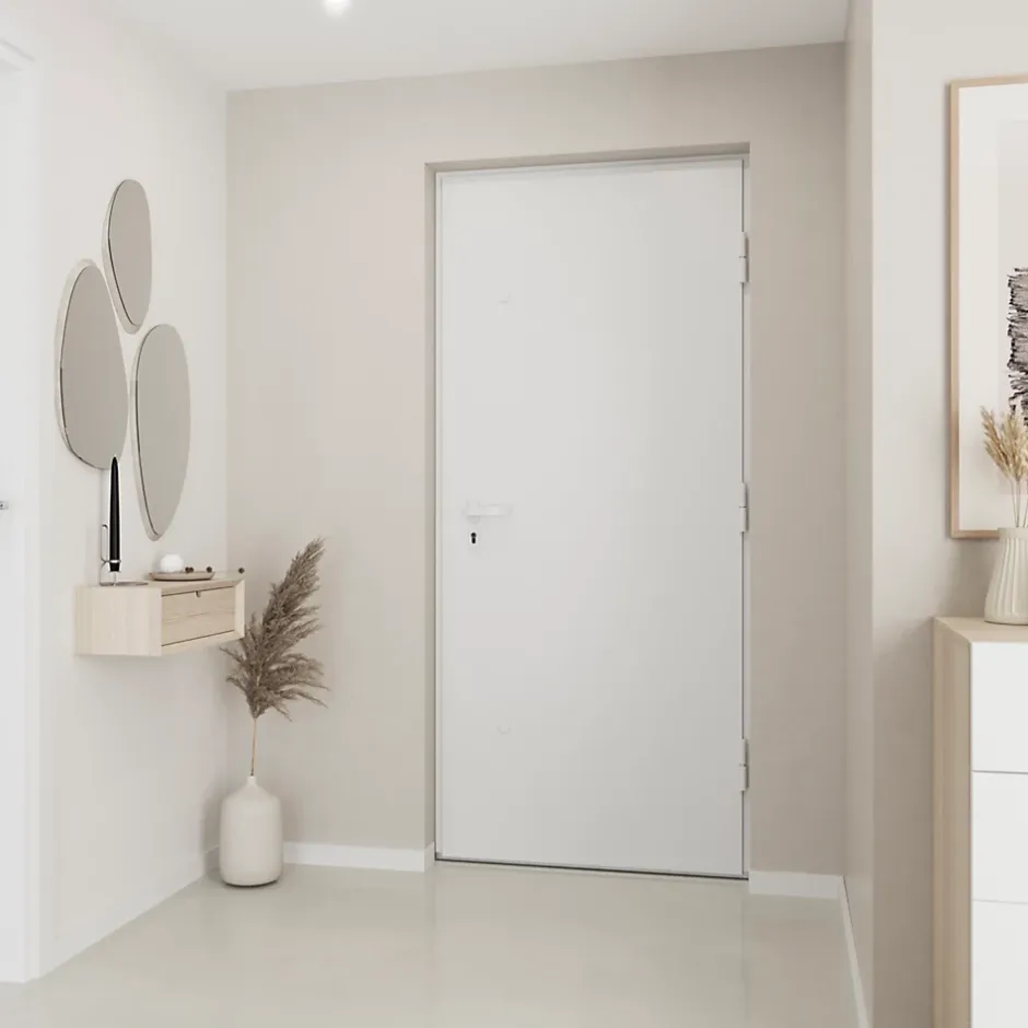 Fortia Porte d'entrée alu blanc RAL 9003 Kapas 96 x h.218 cm poussant gauche