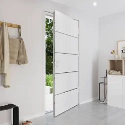 Fortia Porte d'entrée alu blanc RAL 9003 Cecina 96 x h.218 cm poussant droit
