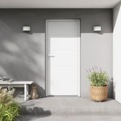 Porte d'entrée alu blanc RAL 9003 Madryn 96 x h.218 cm poussant droit-Fortia Clearance