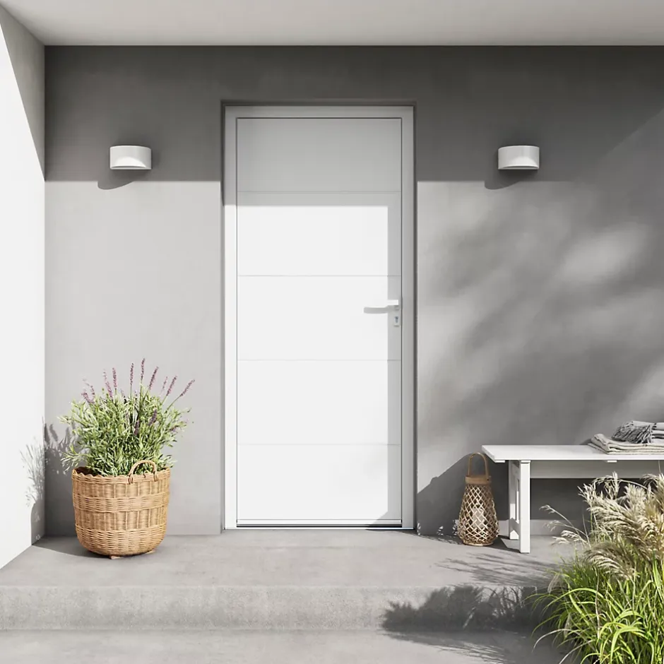 Porte d'entrée alu blanc RAL 9003 Madryn 96 x h.218 cm poussant droit-Fortia Clearance