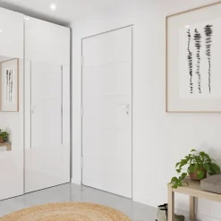 Porte d'entrée alu blanc RAL 9003 Madryn 96 x h.218 cm poussant droit-Fortia Clearance