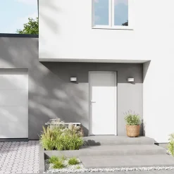 Porte d'entrée alu blanc RAL 9003 Madryn 96 x h.218 cm poussant droit-Fortia Clearance