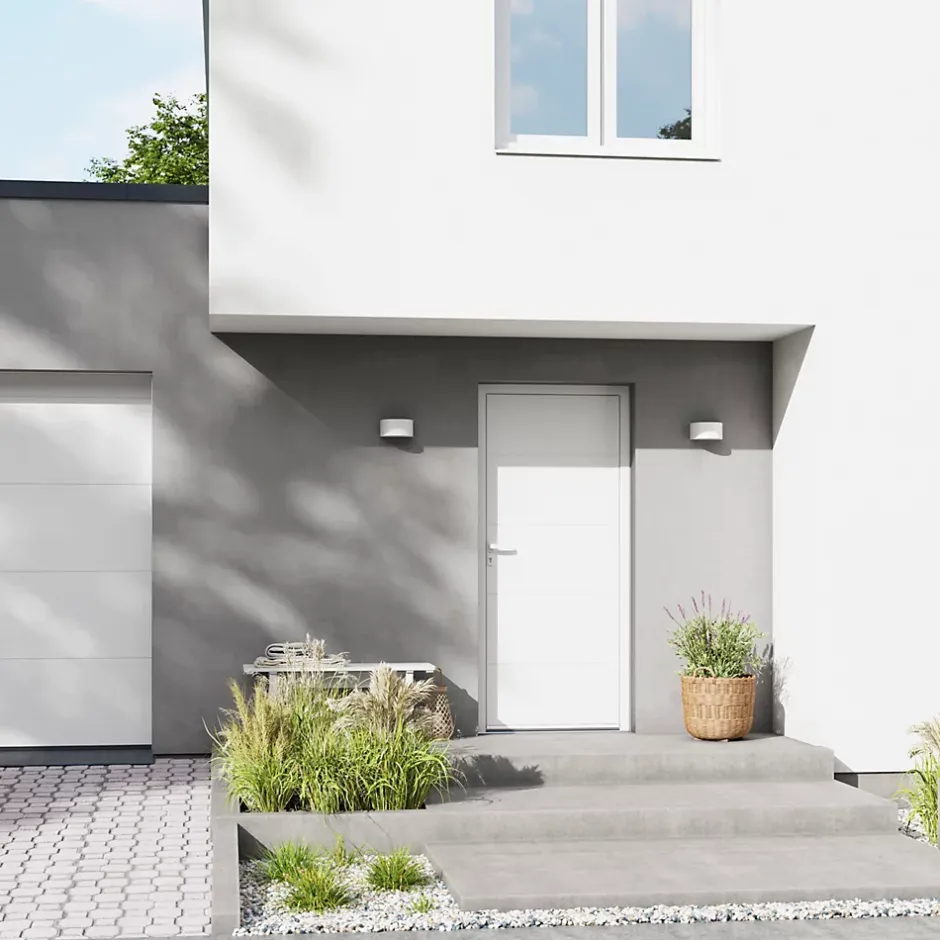 Porte d'entrée alu blanc RAL 9003 Madryn 96 x h.218 cm poussant droit-Fortia Clearance