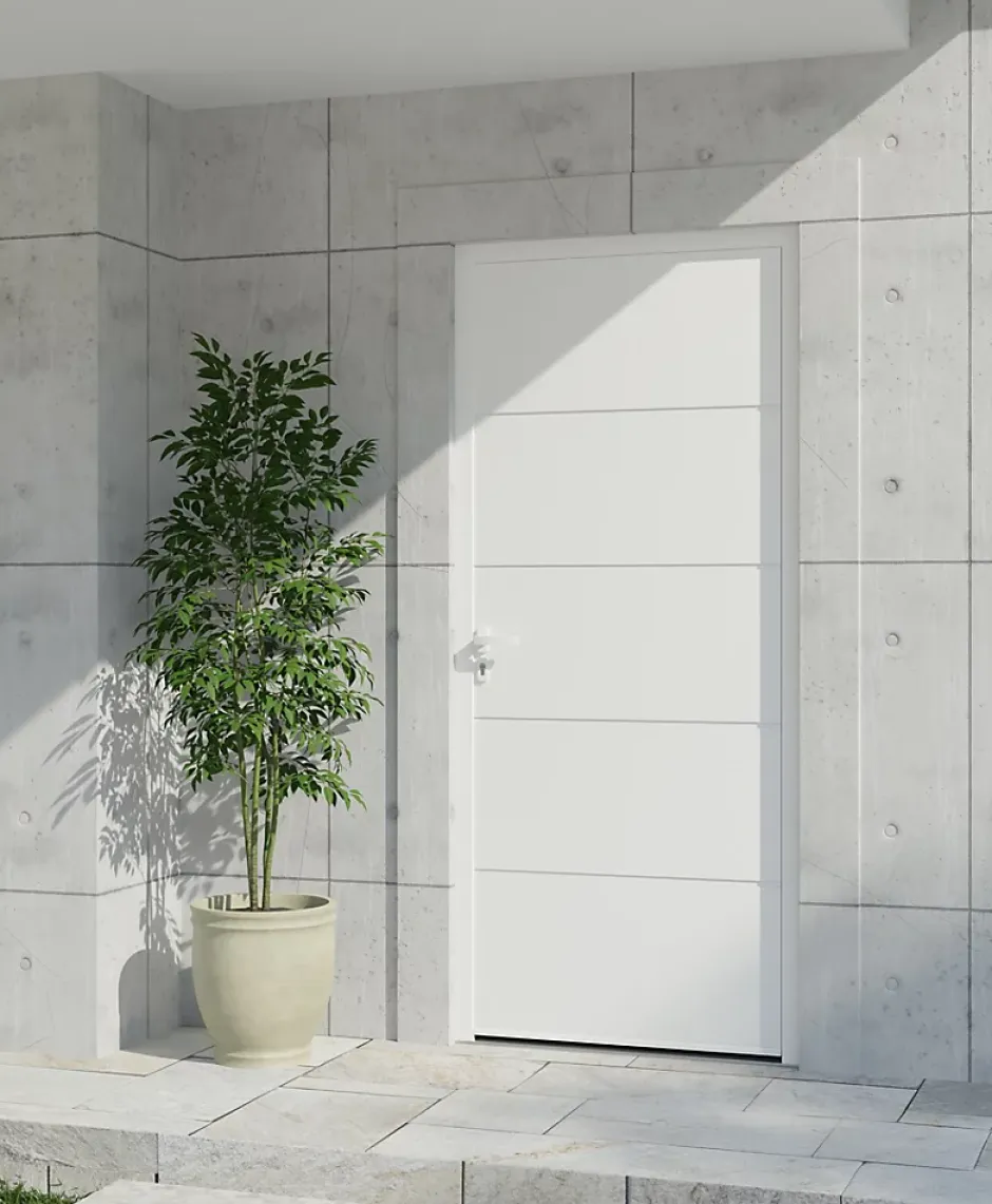 Porte d'entrée alu blanc RAL 9003 Madryn 96 x h.218 cm poussant droit-Fortia Clearance