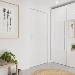 Porte d'entrée alu blanc RAL 9003 Madryn 96 x h.218 cm poussant droit-Fortia Clearance