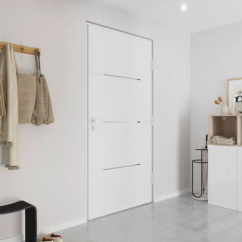 Fortia Porte d'entrée alu blanc RAL 9003 Leme 96 x h.218 cm poussant gauche