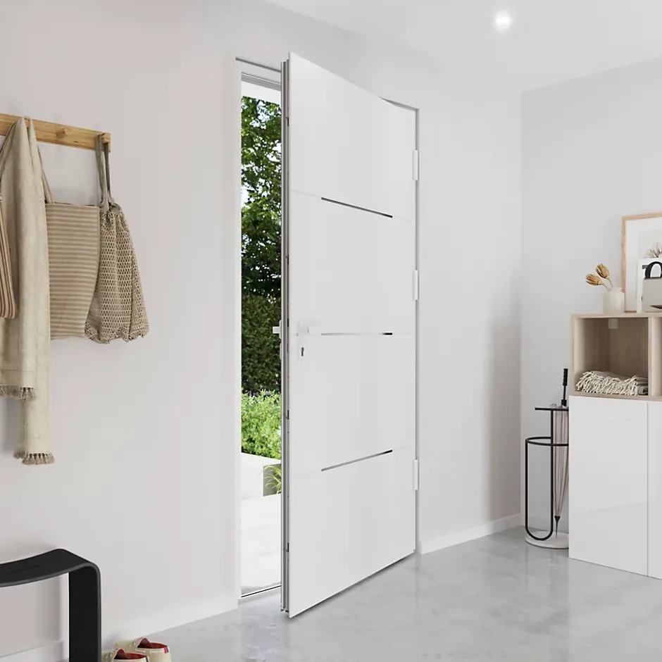 Fortia Porte d'entrée alu blanc RAL 9003 Leme 96 x h.218 cm poussant gauche