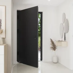 Porte d'entrée alu gris RAL 7021 Kapas 96 x h.218 cm poussant droit-Fortia New