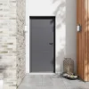 Porte d'entrée alu gris RAL 7021 Madryn 96 x h.218 cm poussant gauche-Fortia Online